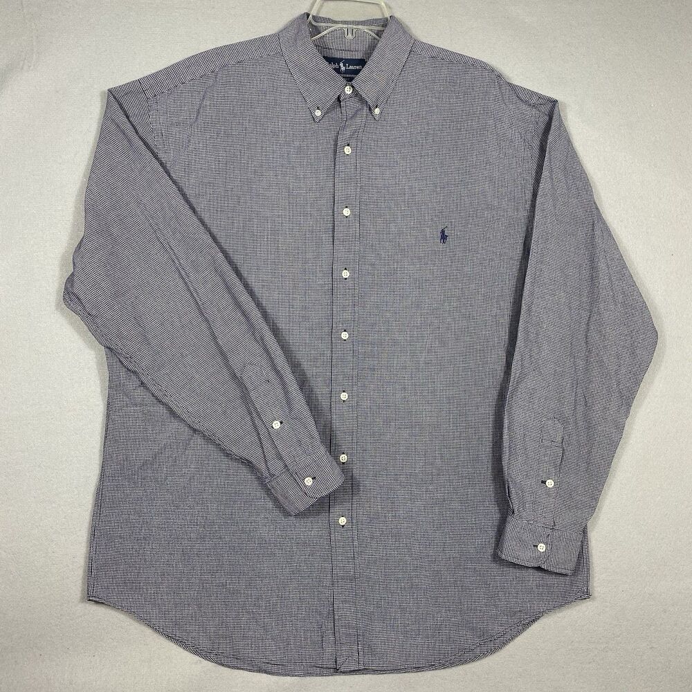 Polo Ralph Lauren XLT Blaire Shirt Gingham Checked Button Blue White Mens